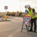 Rosy Brown Premium Give Way Quick-Fit Sign Face Diagram 602 - High Visibility