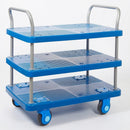 Three-tier platform trolley, 300kg capacity, silent castors