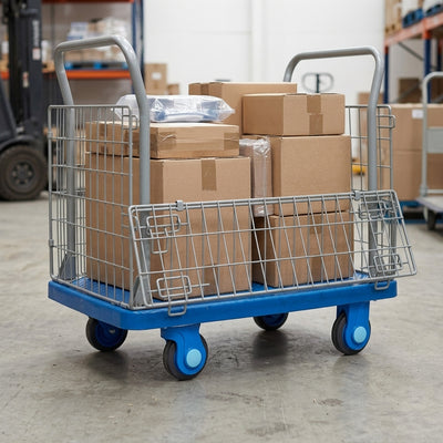 300kg Capacity Mesh Trolley with Half Drop Side