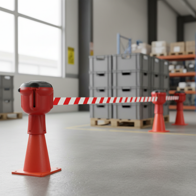 Professional Retractable Barrier Main Unit - 9 Metre Tape - Red
