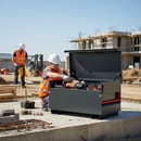 Gray Heavy Duty Site Storage Box - Secure Tool Vault with Gas Struts