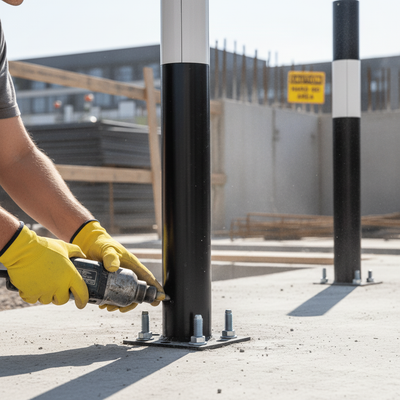 Premium Fixed Round Safety Bollards - 1000mm Height Above Ground