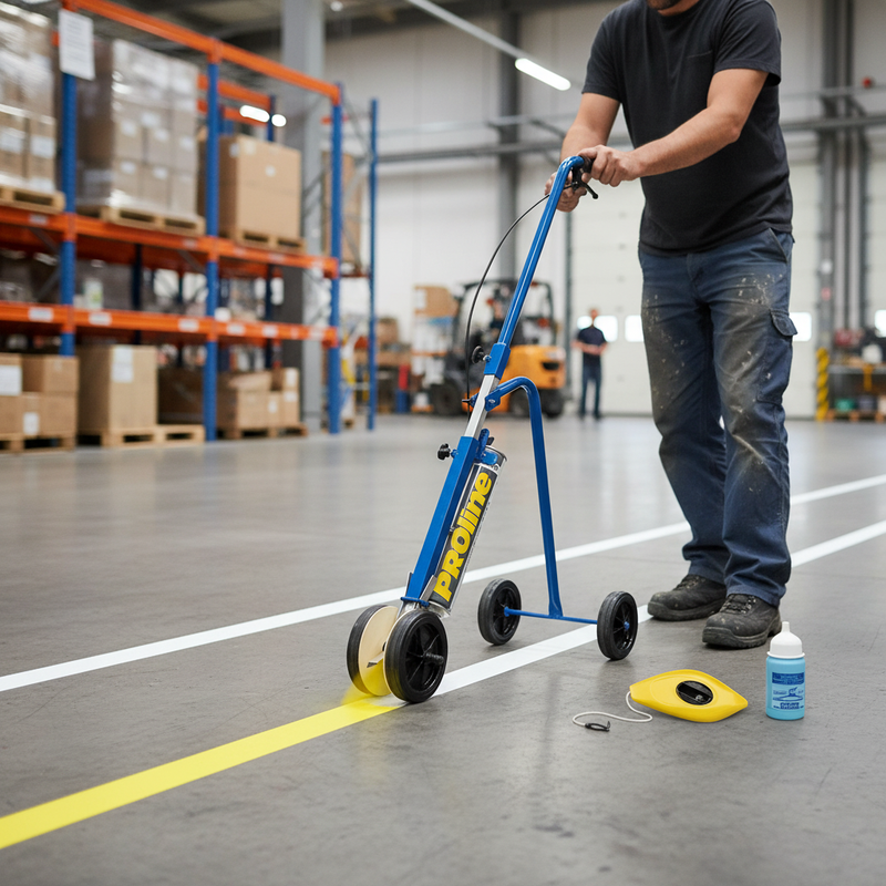 Dark Gray Premium Paint Line Marking Set for Indoor and Outdoor Use - White & Yellow