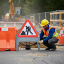 Rosy Brown Premium Men At Work Sign without Supplementary Plate 750mm Q-Sign