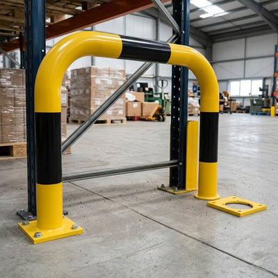 600 x 750mm removable steel collision protection guard yellow/black