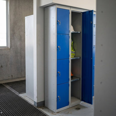 Four-door PPE Locker with Cam Lock and Galvanised Shelves