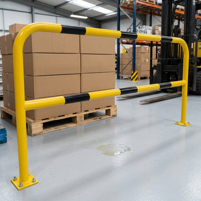 1000 x 2000mm Steel Hoop Guard Floor Mount Yellow Black