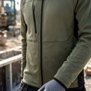 Thermal Fleece Full-Zip Hoodie with Mesh-Lined Hood - Khaki Green/Black (view 2)
