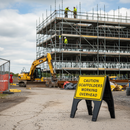 Gray Caution Sign for Scaffolders Working Overhead - Heavy Duty 600 x 450mm