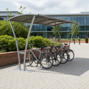 Light Gray Premium Open Sided Cycle Shelter 2m - 5m with Galvanised Roof Extension Bays