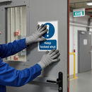 Slate Gray Mandatory Fire Safety Door Signs - Keep Locked Shut for Safety Compliance