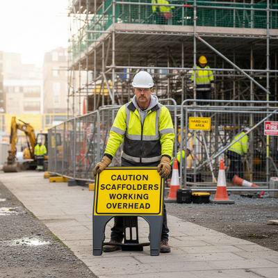 Caution Sign for Scaffolders Working Overhead - Heavy Duty 600 x 450mm
