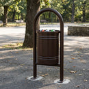 40 litre curved steel litter bin with tilt-tip emptying