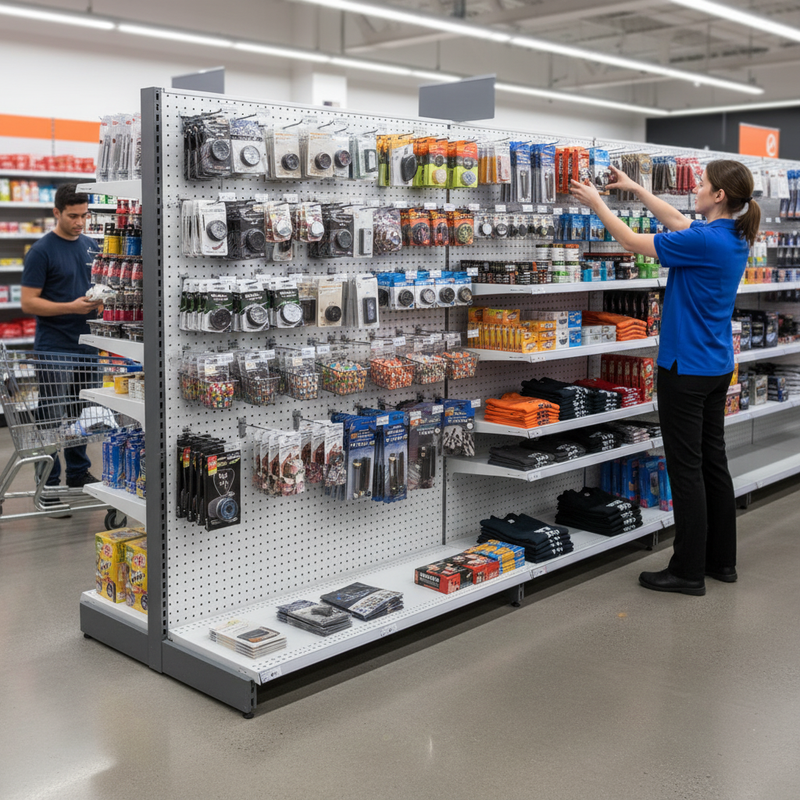 Light Slate Gray Heavy Duty Perforated Back Panel for Retail Shelving - White