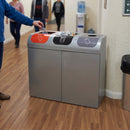 Triple-compartment recycling bin, 240 litre, galvanised steel