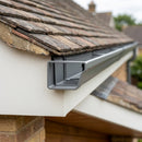 Aluminium Box Gutter Stop End 135 x 100mm — RAL 7037 (in use)