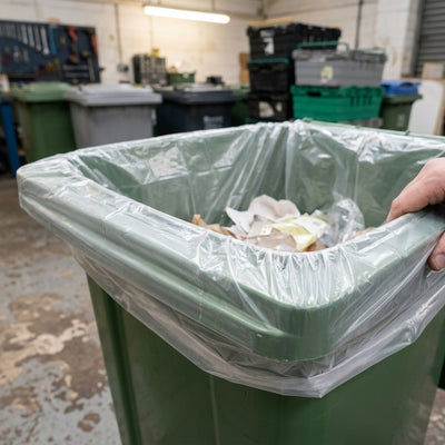 240 Litre Clear Recycled Wheelie Bin Liners - Box of 100