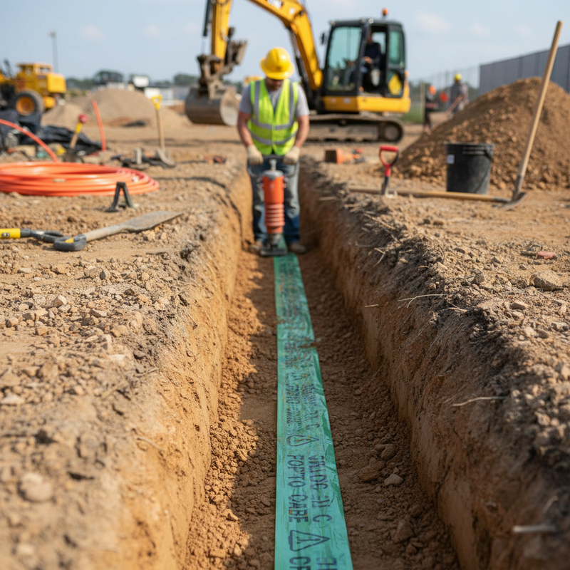 Dark Khaki Premium Underground Warning Tape for Fibre Optic Cables - 150mm x 365m