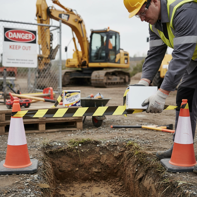Dim Gray Premium Barrier Tape - Red/White & Black/Yellow - 70mm x 500m