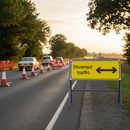 Dark Slate Gray High-Performance Diverted Traffic Arrow Left/Right Metal Sign - 1050 x 450mm