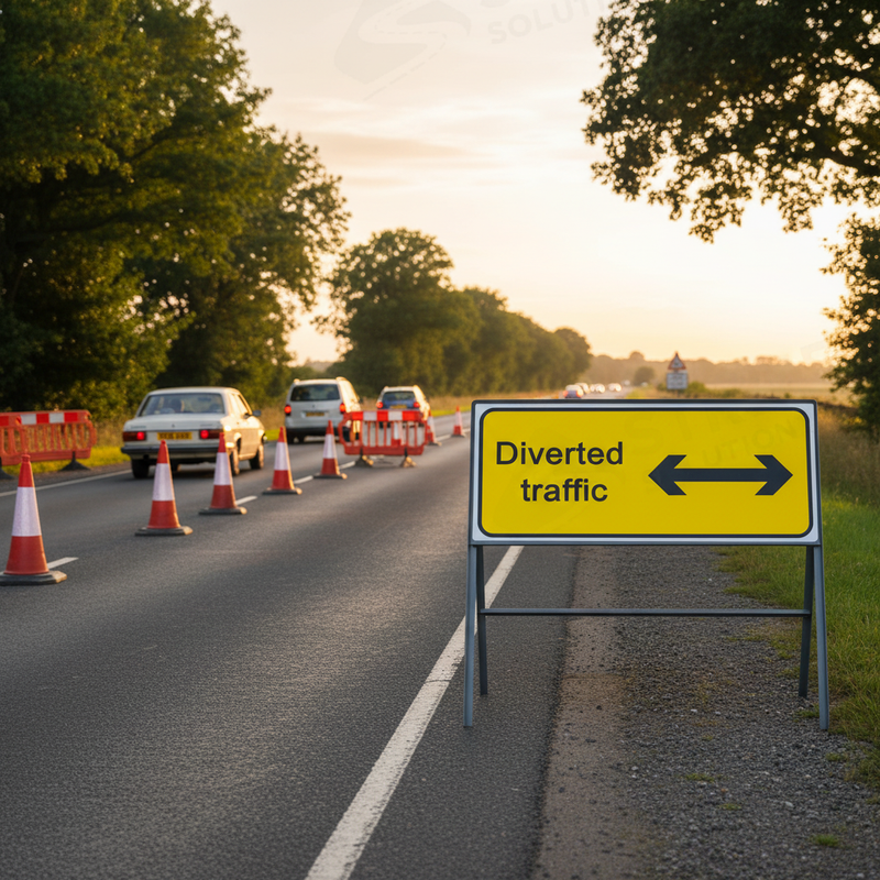Dark Slate Gray High-Performance Diverted Traffic Arrow Left/Right Metal Sign - 1050 x 450mm