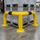 350 x 600 x 600mm steel corner protection guard, yellow and black