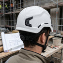 White Non-Vented Work Helmet with Micro Peak and Wheel Adjustment