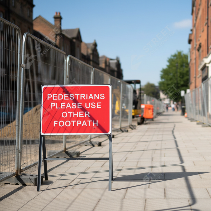 Gray Pedestrians Please Use Other Footpath Metal Sign - 600 x 450mm