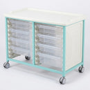 Steel Low-Level Double Column Tray Trolley - 8 Drawers (view 2)