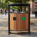 78 Litre dual litter & recycling bin wood-effect plastic