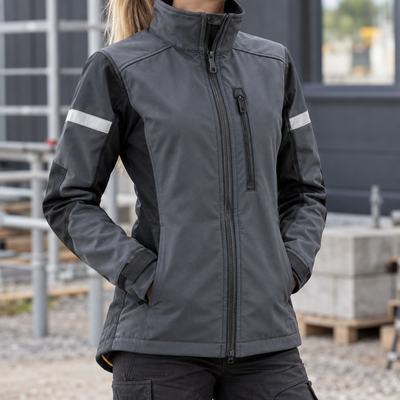 Women's Steel Grey/Black Softshell Site Jacket with Reinforced Panels