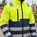 Hi-Vis Class 2 Full Zip Work Jacket - High-Vis Yellow/Navy (view 2)