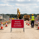 Light Gray Premium Road Ahead Closed Metal Sign - 1050mm x 750mm