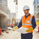 Light Gray High-Visibility Vest with ID Pocket - Orange