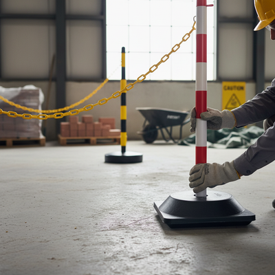 Premium Plastic Post and Base with Fillable Options for Chain Barriers