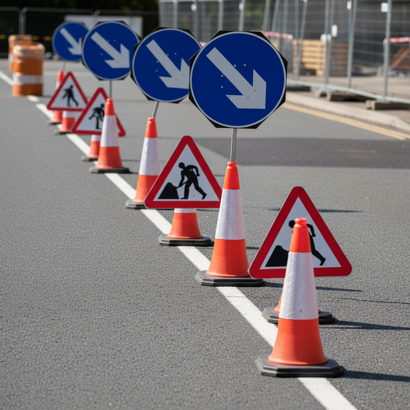 Light Slate Gray Premium Roadwork Cone & Sign Bundle for Traffic Management