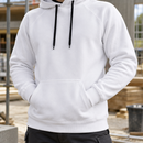Heavy Duty Crew Neck Work Hoodie with Reinforced Elbows - White (view 2)
