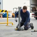 Light Gray Heavy Duty Folding Parking Post with Locking Mechanism