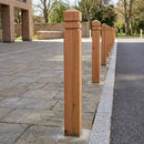 94 x 94 x 1200mm Larch Timber Bollard with Pyramid Top
