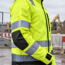 Hi-Vis Yellow/Black Class 3 Softshell Work Coat with Reinforced Elbows (view 2)