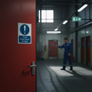 Dark Slate Gray Mandatory Fire Safety Door Signs - Keep These Doors Closed at Night