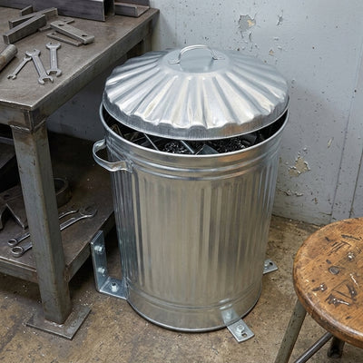 90 Litre Galvanised Steel Trash Can with Handles