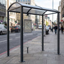 2500mm square post bus shelter with polycarbonate canopy