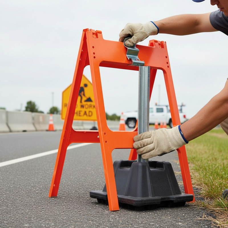 Light Gray High-Performance Frame Clips for Temporary Metal Road Signs