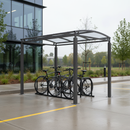 Gray Premium Cycle Shelter or Walkway Cover with Clear PETG Roof Extensions