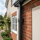 Flush Joint Internal Jointer 72x72mm Aluminium Downpipe — RAL 7021 (in use)