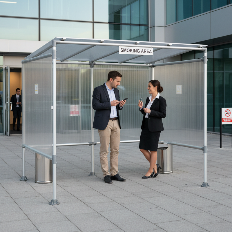 Light Slate Gray Premium Economy Smoking Shelter for Outdoor Use
