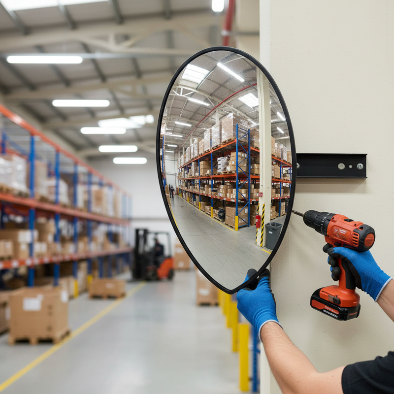 Dark Gray Premium Semi-Circle Acrylic Observation Mirror with Fixing Bracket