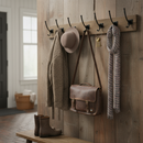 Premium 5 Pack Rustic Country Coat Hooks - Durable Black Metal Wall Mounted Vintage Style for Organizing Coats, Keys, and More