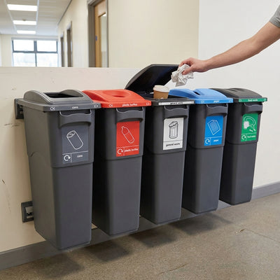 Multi-compartment recycling station with waste segregation